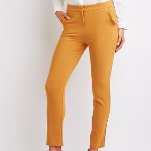 Mustard Ruffle trim trousers
